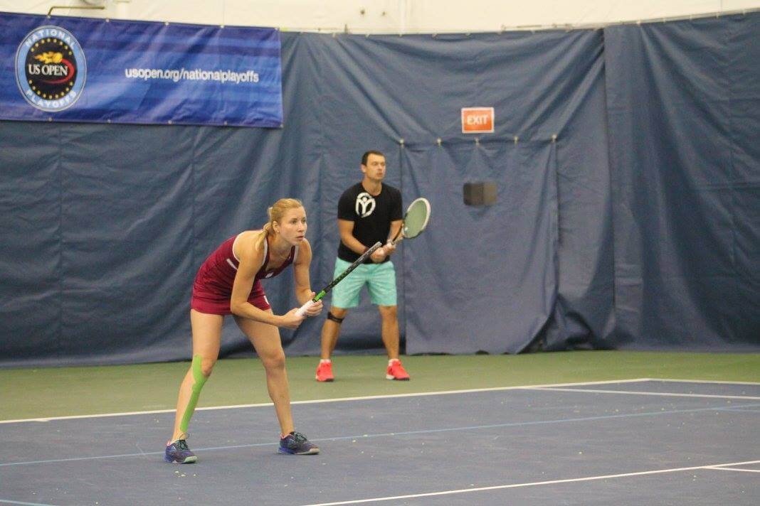 Alona Bondarenko and Nicholay Dyachok win in Mixed Doubles.